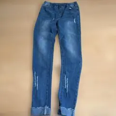 SHEIN デニムブルー ストレートパンツ (ダメージ加工)のサムネイル