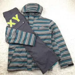 美品◎DC ディーシー ROXY ロキシー スノーウェアセットアップ スノボ 青