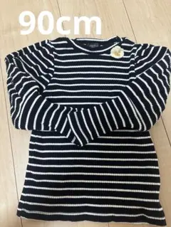 petit main 黒白ストライプ 長袖カットソー