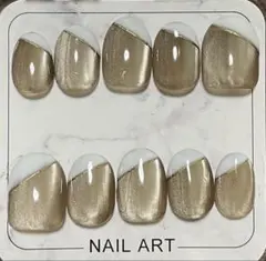 K05 マグネット 白斜めフレンチ ネイルチップ(No.226)