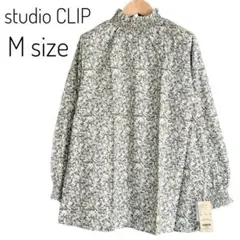 【新品 タグ付き】 studio CLIP ブラウス 花柄 M グレー かわいい