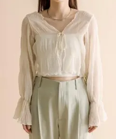 シアー楊柳ショートブラウス