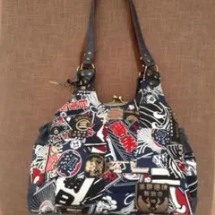 ダマスク柄洋ナシ型あおりがま口バッグ ハンドメイド ダマスク柄洋ナシ型あおりがま口バッグ ハンドメイド