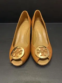 TORY BURCH オープントゥ パンプス キャメル - メルカリ