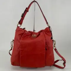 C4✨ COACH コーチ 21762 レザー 2way バッグ レッドオレンジ