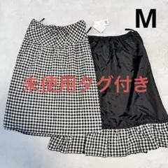 【未使用タグ付き】ペチコート付きひざ丈フレアスカート　M