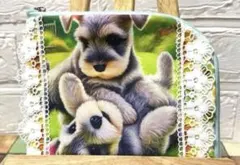 ハンドメイド　シュナウザー柄のマルチポーチ