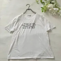 ZARAザラ　英字プリントTシャツ（L）白　カジュアル　コットン