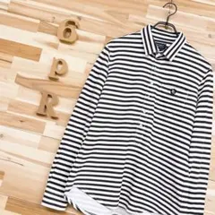 【パーリーゲイツ】モノトーン ストライプ ゴルフ 長袖シャツ ボーダー 黒×白