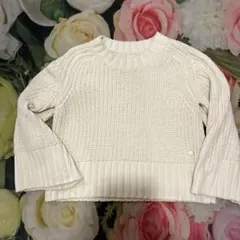 アイボリー リブ編みニットセーター XS