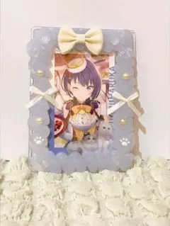 トレカケース　デコ　ホイップデコ　縦　ハンドメイド　推し活　水色(青) B8対応