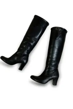 エコメルカリ便限定 日本製 クロコダイル調 ブーツ ケース付き 黒 36 23㎝