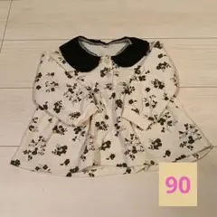 【美品】ワンピース 女の子 90 花柄 モノトーン トップス チュニック 西松屋