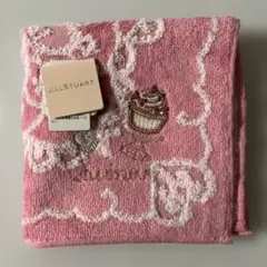 訳あり　ジルスチュアート タオルハンカチ　ハンカチ　ケーキ　刺繍　ピンク