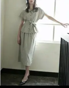 TONAL 【手洗い可能 フェイクリネン ウェストタックスカートのサムネイル