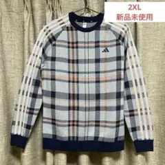 レディース セーター グレー ネイビー チェック