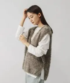 定価5990円 新品タグ付 シャギーベスト＊長袖セットチャコールグローバルワーク