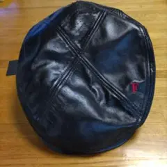 黒 レザー ハンチング帽 FERRE 未使用タグ付き
