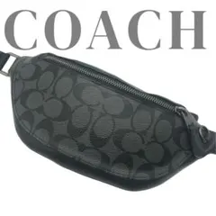 COACH コーチ ボディバッグ ウエストポーチ シグネチャー ブラック PVC