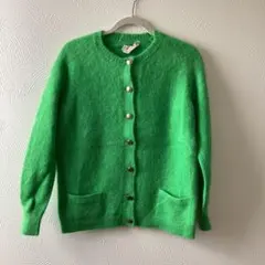 ヴィンテージ　イタリア製　グリーン ボタン付きカーディガン