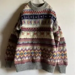 ♫雰囲気抜群♫ 暖かみ　花柄　立体　ニット ウール　セーター　古着女子