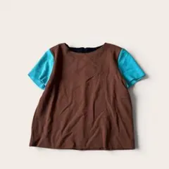 イブルースカプセル Tシャツ オーバーサイズ ストレッチ バイカラー ブラウンのサムネイル