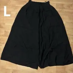 黒 ガウチョパンツ ゴムウエスト　L レディース
