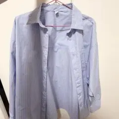 GU ストライプ 長袖シャツ ブルー