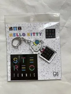 新品　ハローキティ　ステレオテニスコラボアクリルキーホルダー、ステッカーセット