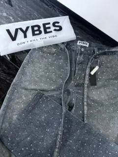 未使用品　タグ付　VYBES ラインストーン バギーパンツ 36 未使用品 タグ付 VYBES ラインストーン バギーパンツ 36 - メルカリ