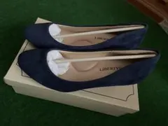 ふわふわクッションチャンキーヒールストレッチパンプス ネイビー