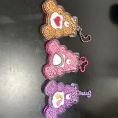 クマ型アクリルキーホルダー3点セット