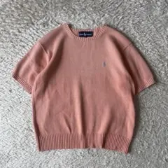 ラルフローレン 90s コットン ニット 半袖 M ピンク