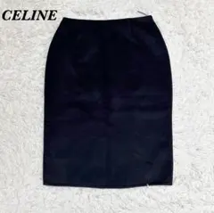 美品 CELINE ウールひざ丈スカート 38 ブラックのサムネイル