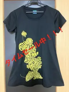 ディズニー　スポーツTシャツ　半袖　レディース　黒　黄色　ミッキー　ミニー
