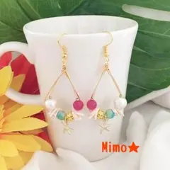 ★人気1位★【有栖 ARISUブルー】全5色♥️異素材アセンブルドピアス♥️