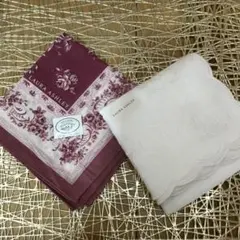 LAURA ASHLEY ハンカチ2枚　花柄ローズ ホワイトガーゼのサムネイル