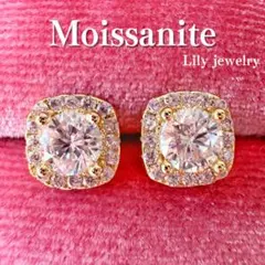 モアサナイト ピアス 0.5ct シルバー925 人工ダイヤモンド スクエア