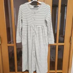 マタニティパジャマ グレー 前開き リボン付 Mサイズ