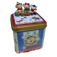 ダッフィーフレンズ クリスマスお菓子缶 ダッフィー シェリーメイ ジェラトーニ