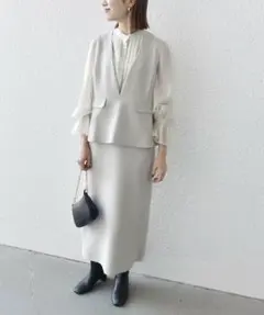 SHIPS any:<洗濯機可能>ダブルクロス Vネック ペプラム ワンピース