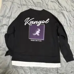 KANGOL レイヤードスウェット ブラック パープル M