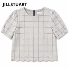 JILLSTUART チェック 半袖ブラウス パフ袖 オフィス 大人かわいい Mのサムネイル