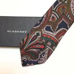 未使用級 バーバリー BURBERRY ネクタイ シルク100% ペイズリー柄