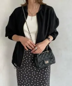 DouDou　シアー切替ブルゾン　フリー　黒のサムネイル