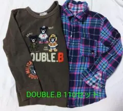 DOUBLE.B 110セット 長袖カットソーとリバーシブルチェックシャツ