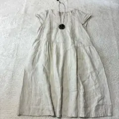 +1 プラワン　丸文商店　麻　フレンチスリーブ　パッチワーク　ワンピース