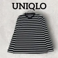 UNIQLO ボーダーTシャツ ロンT 長袖カットソー (M) ブラック系