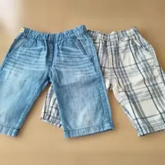 BREEZE デニムハーフパンツ　チェックハーフパンツ　2点セット