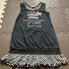 mezzo piano ノースリーブワンピース 黒/ストライプ